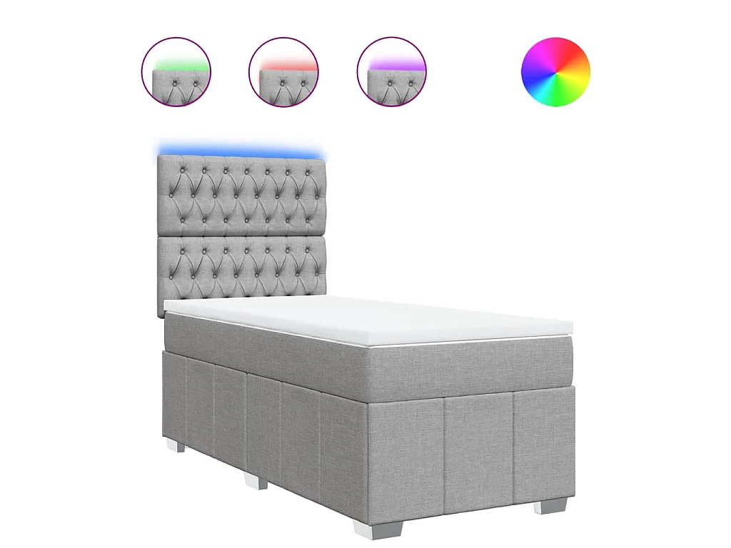 Sommier à lattes de lit avec matelas Gris clair 90x200 cm Tissu