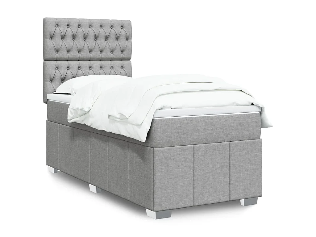 Sommier à lattes de lit avec matelas Gris clair 90x200 cm Tissu