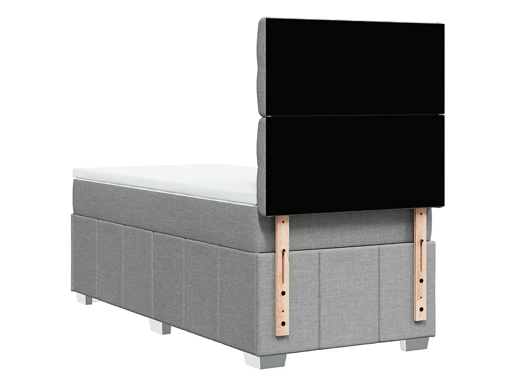 Sommier à lattes de lit avec matelas Gris clair 90x200 cm Tissu