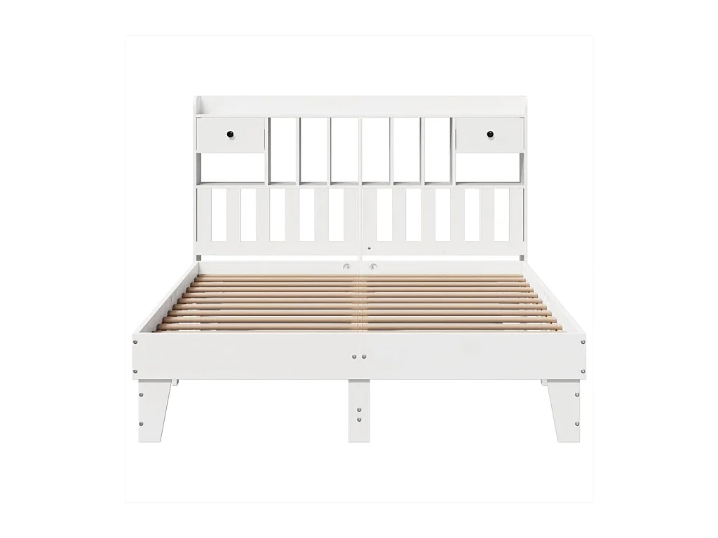 Cadre de lit sans matelas blanc 140x200 cm bois de pin massif
