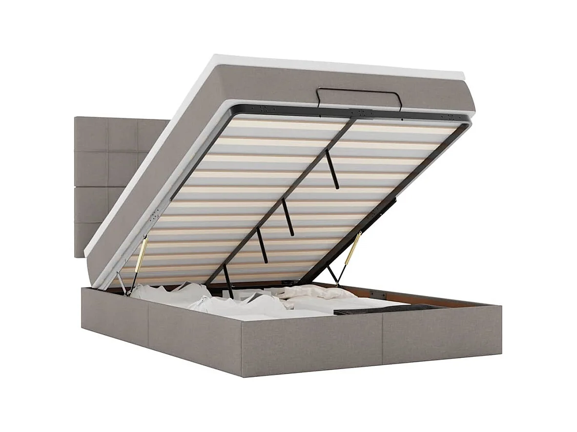 Ottoman-Bett mit Matratze Taupe 140x200 cm Stoff