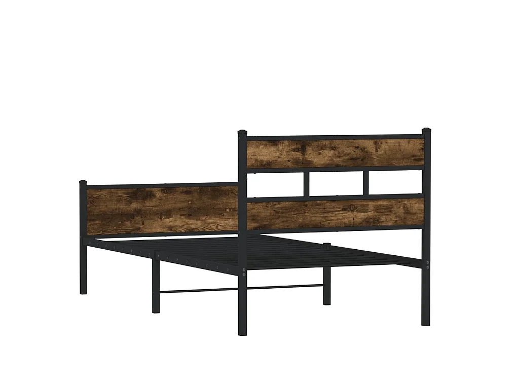 Estructura de cama sin colchón madera roble ahumado 90x190 cm