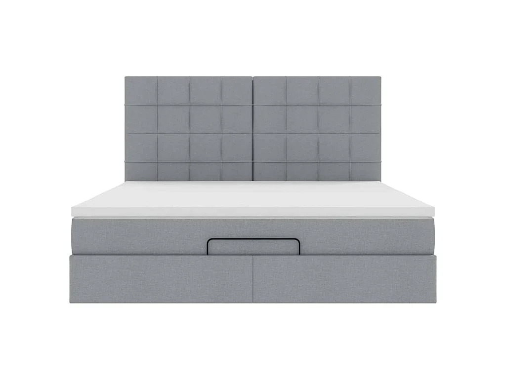 Ottoman-Bett mit Matratze & LEDs Hellgrau 180x200 cm Stoff