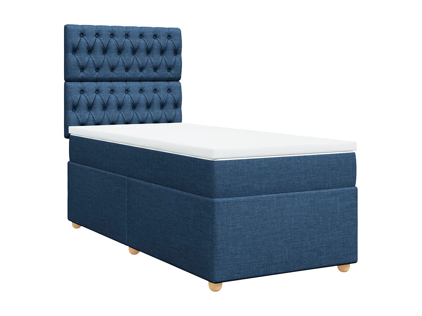 Cama box spring con colchón tela azul 100x200 cm
