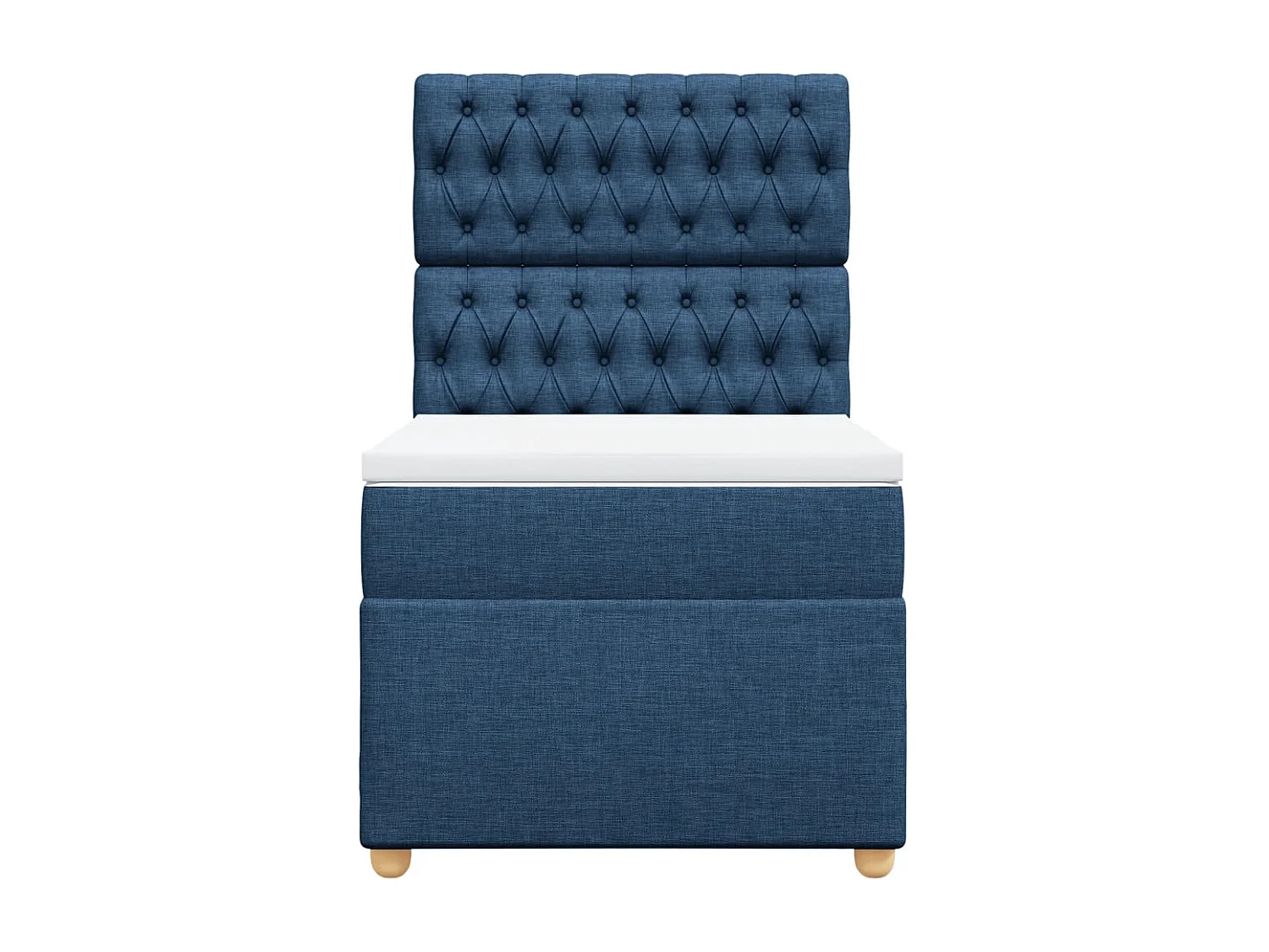 Cama box spring con colchón tela azul 100x200 cm