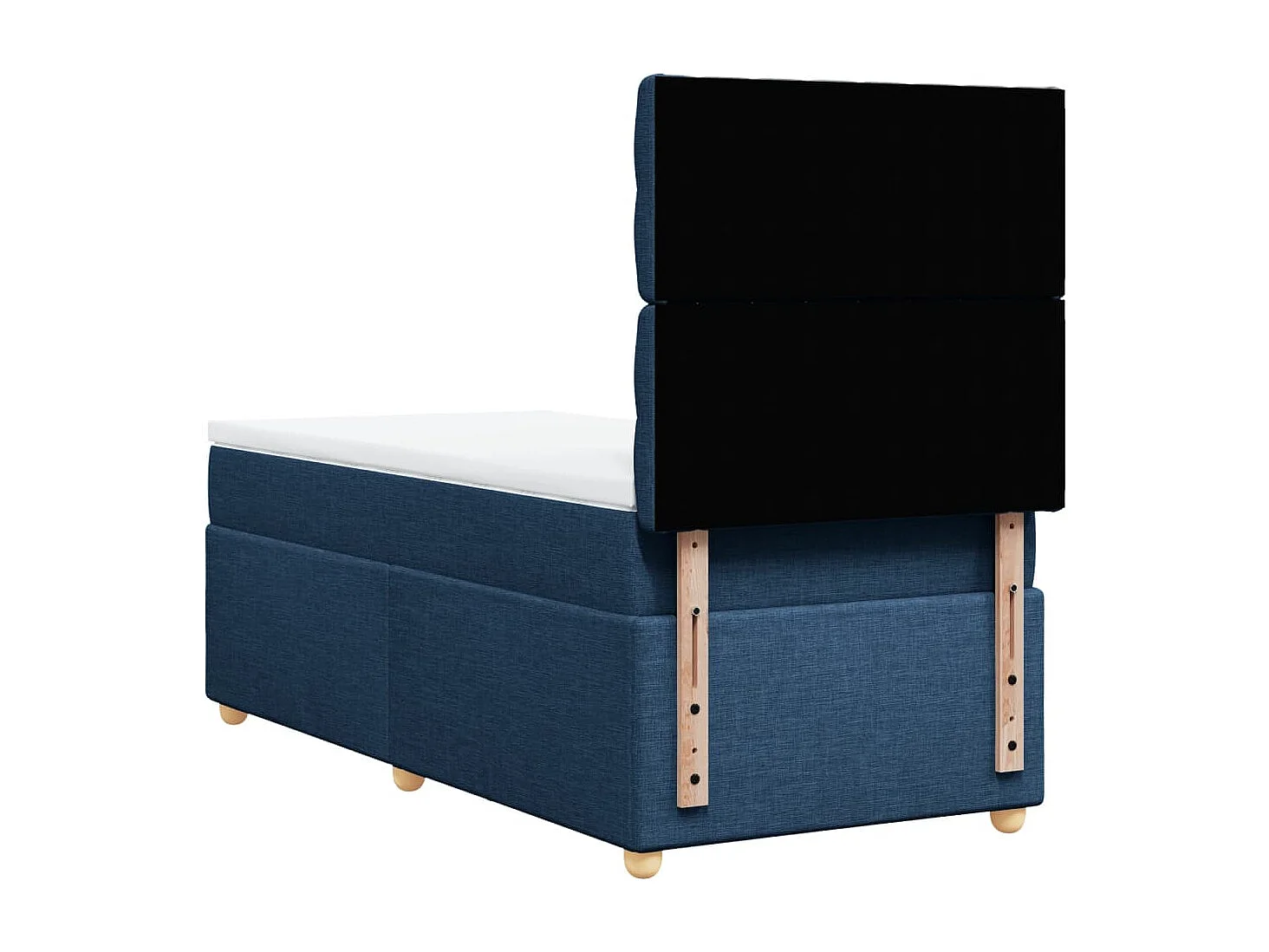 Cama box spring con colchón tela azul 100x200 cm