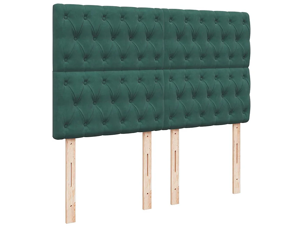 Cama box spring con colchón terciopelo verde oscuro 140x200 cm