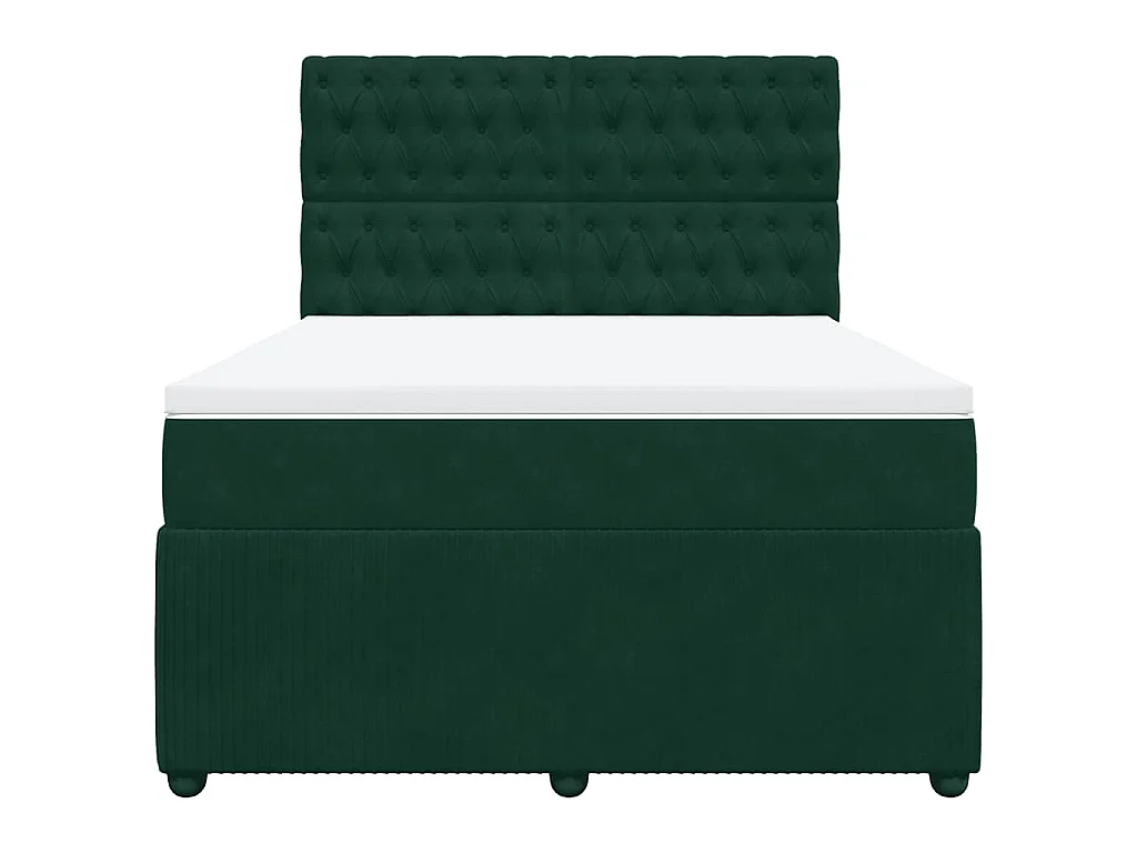 Boxspring met matras fluweel donkergroen 140x200 cm