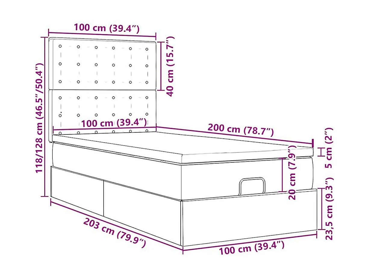 Estrutura de cama otomana  com colchões verde escuro Veludo
