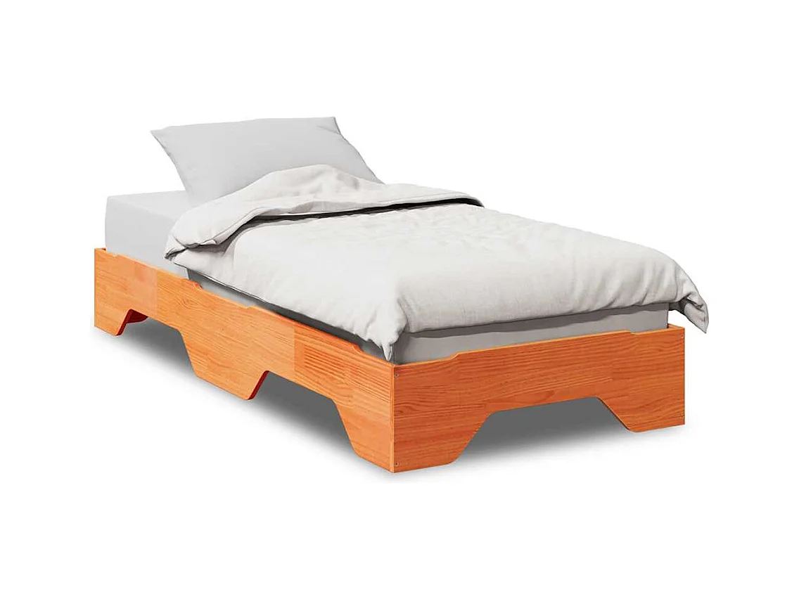 Cadre de lit sans matelas empilable cire marron 100x200 cm
