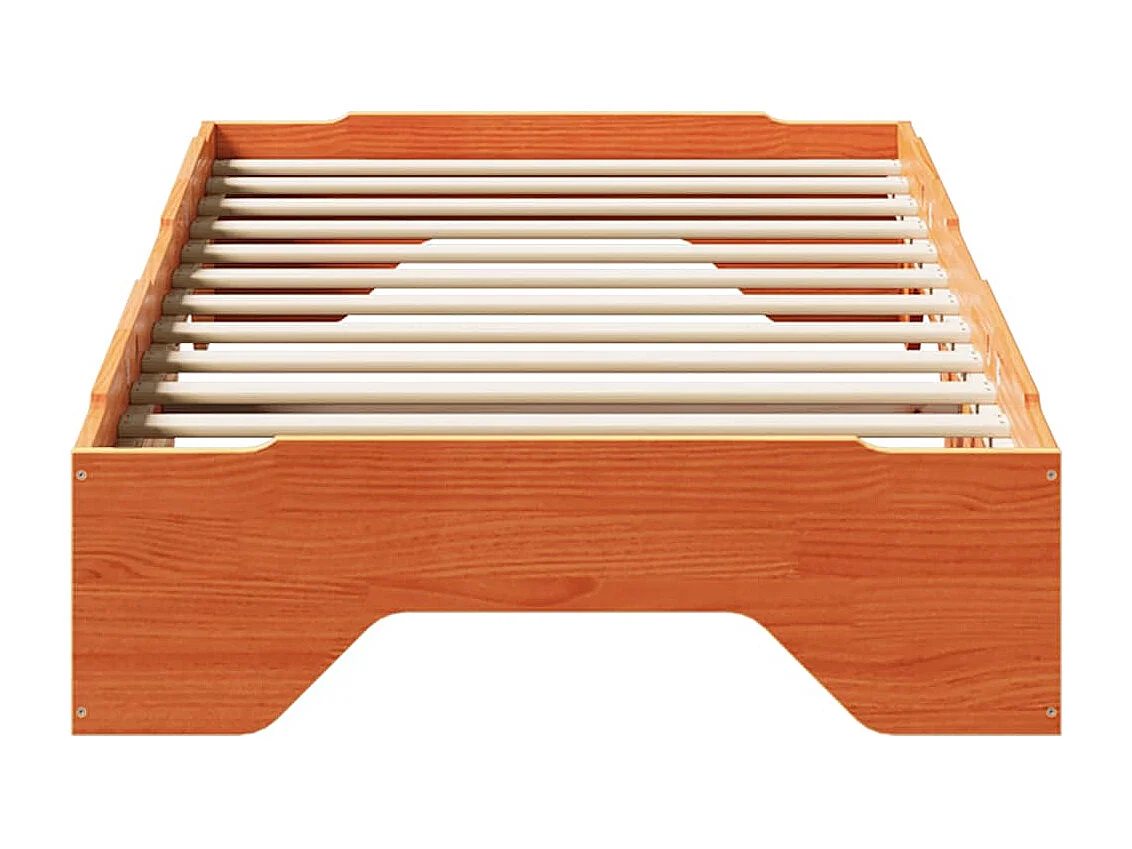 Bedframe zonder matras stapelbaar wasbruin 100x200 cm hout