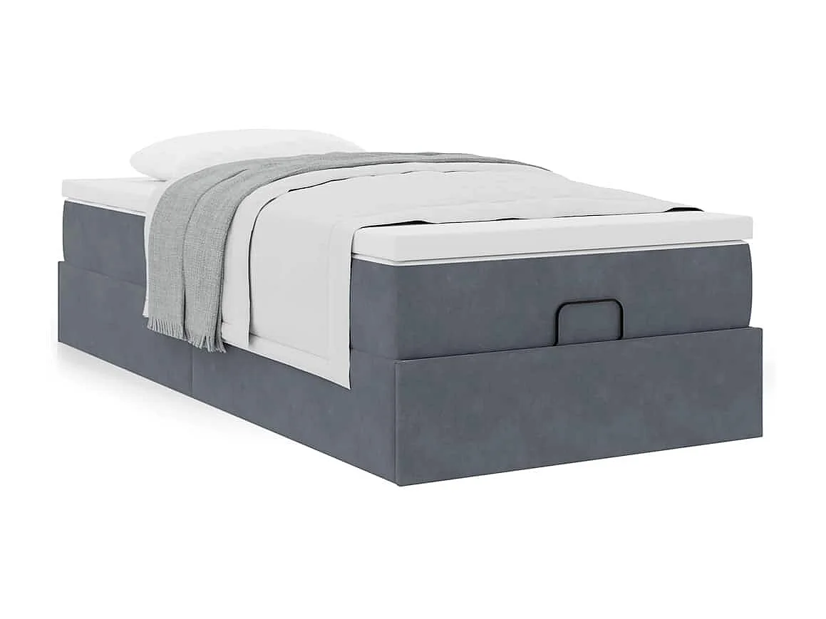 Ottoman bed met matras 100x200 cm fluweel donkergrijs