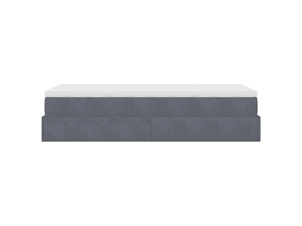 Cadre de lit ottoman avec matelas gris foncé 100x200 cm velours