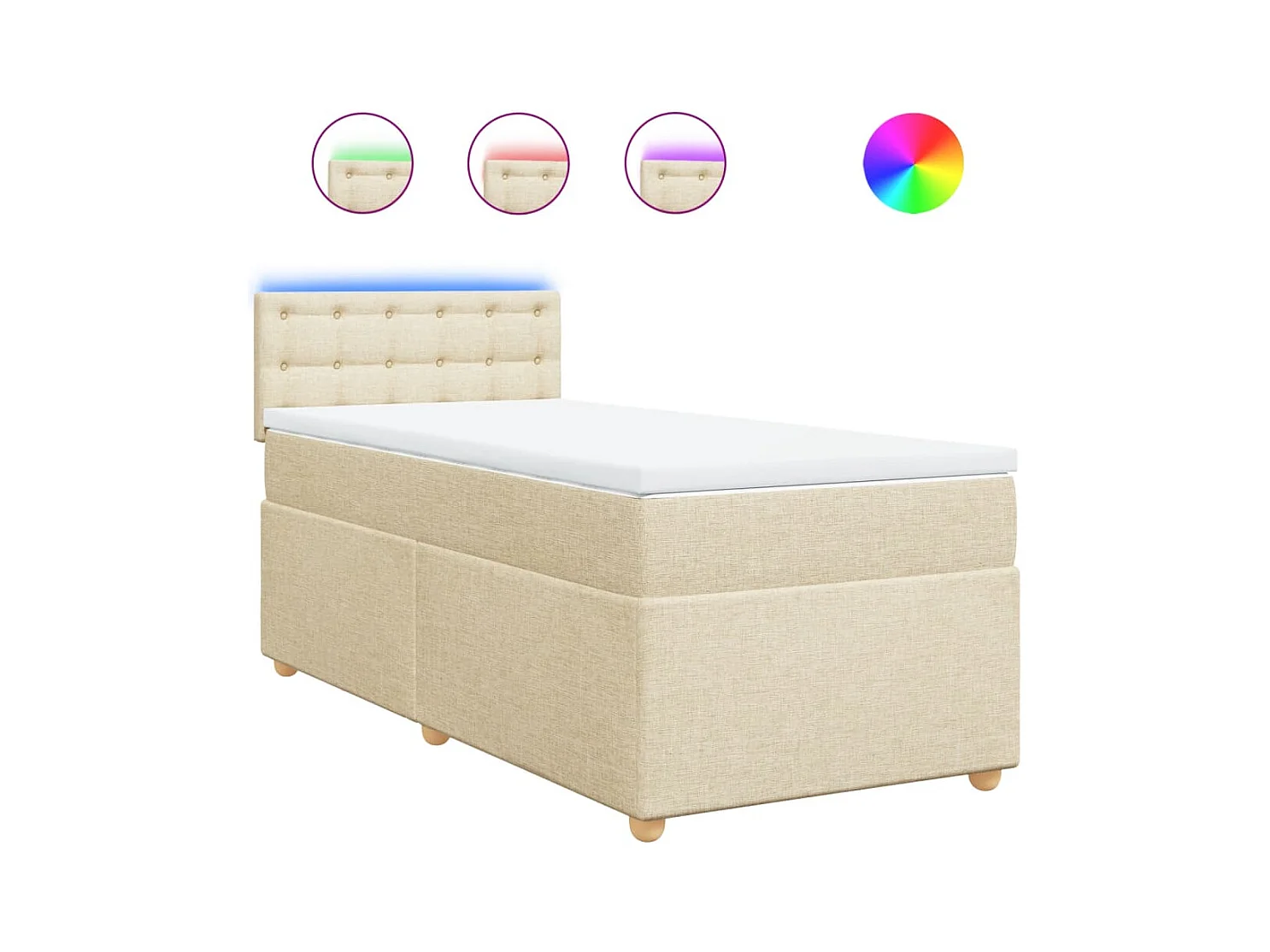 Sommier à lattes de lit avec matelas Crème 100x200 cm Tissu