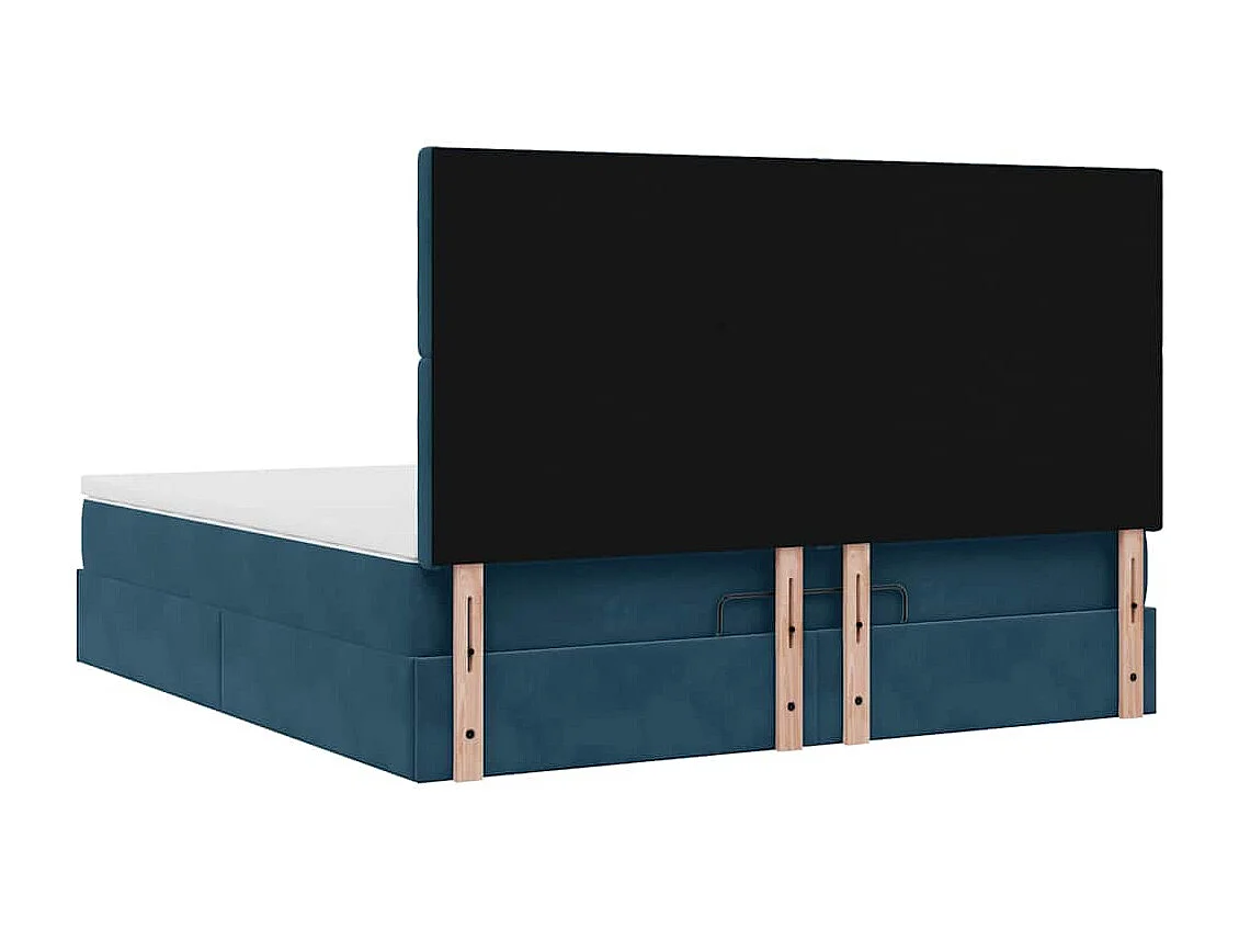 Cadre de lit ottoman avec matelas bleu foncé 160x200 cm velours