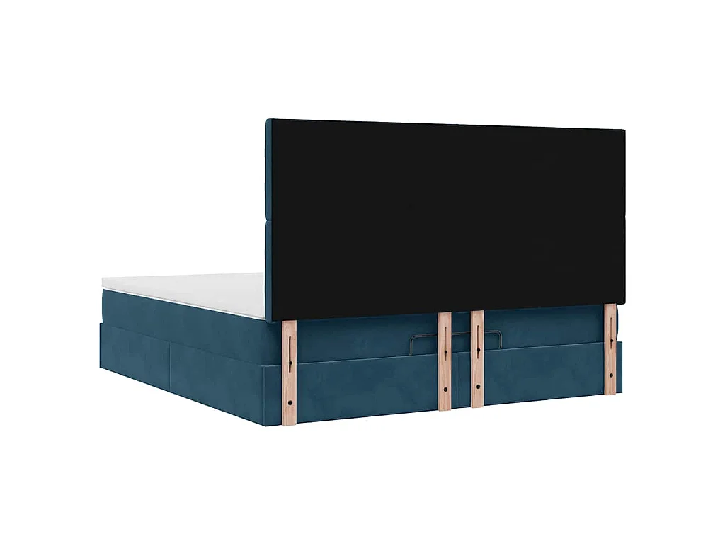 Cadre de lit ottoman avec matelas bleu foncé 160x200 cm velours