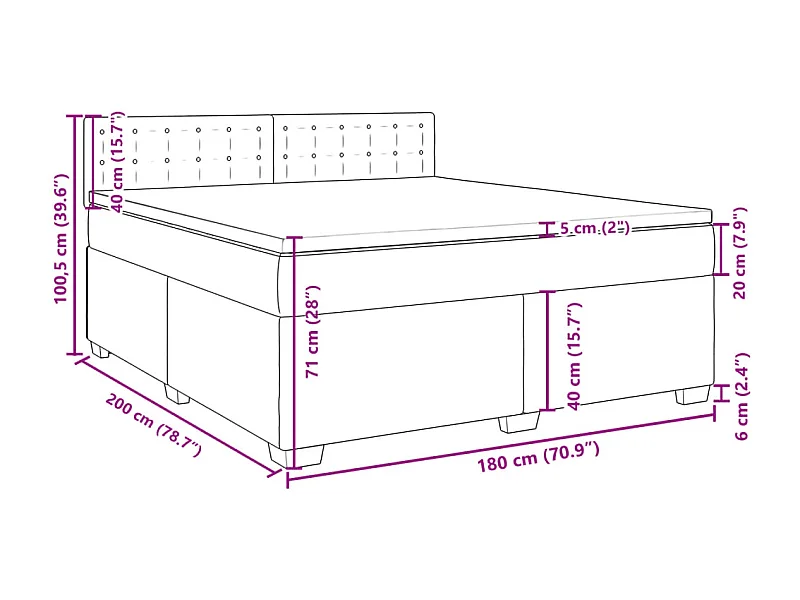 Boxspring met matras stof donkergrijs 180x200 cm
