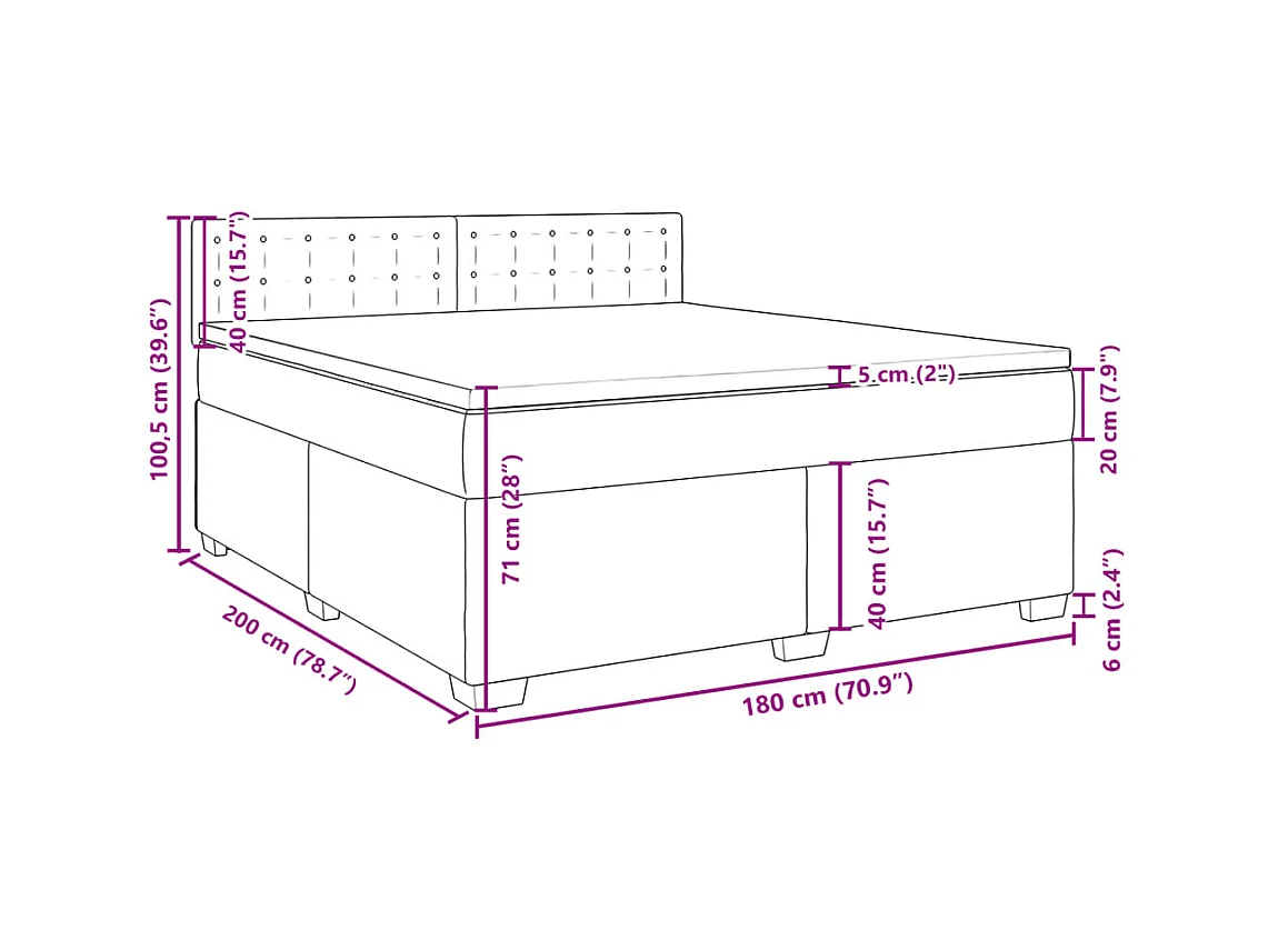Boxspring met matras stof donkergrijs 180x200 cm