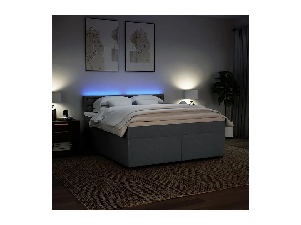 Boxspring met matras stof donkergrijs 180x200 cm