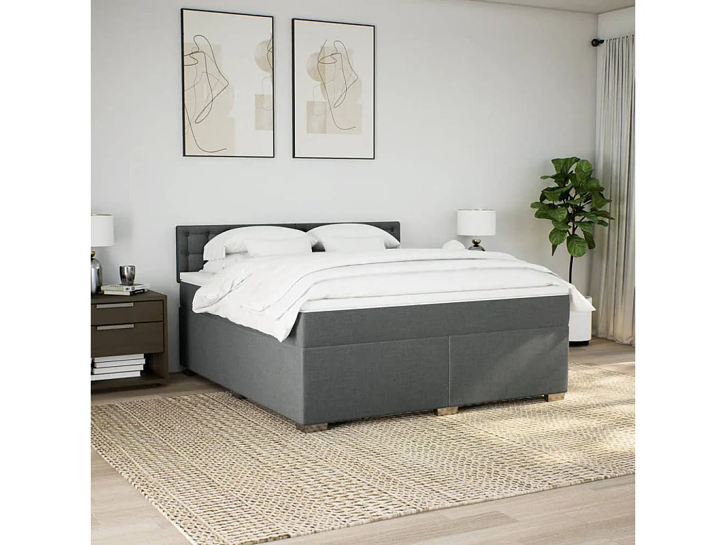 Boxspringbett mit Matratze Dunkelgrau 180x200 cm Stoff