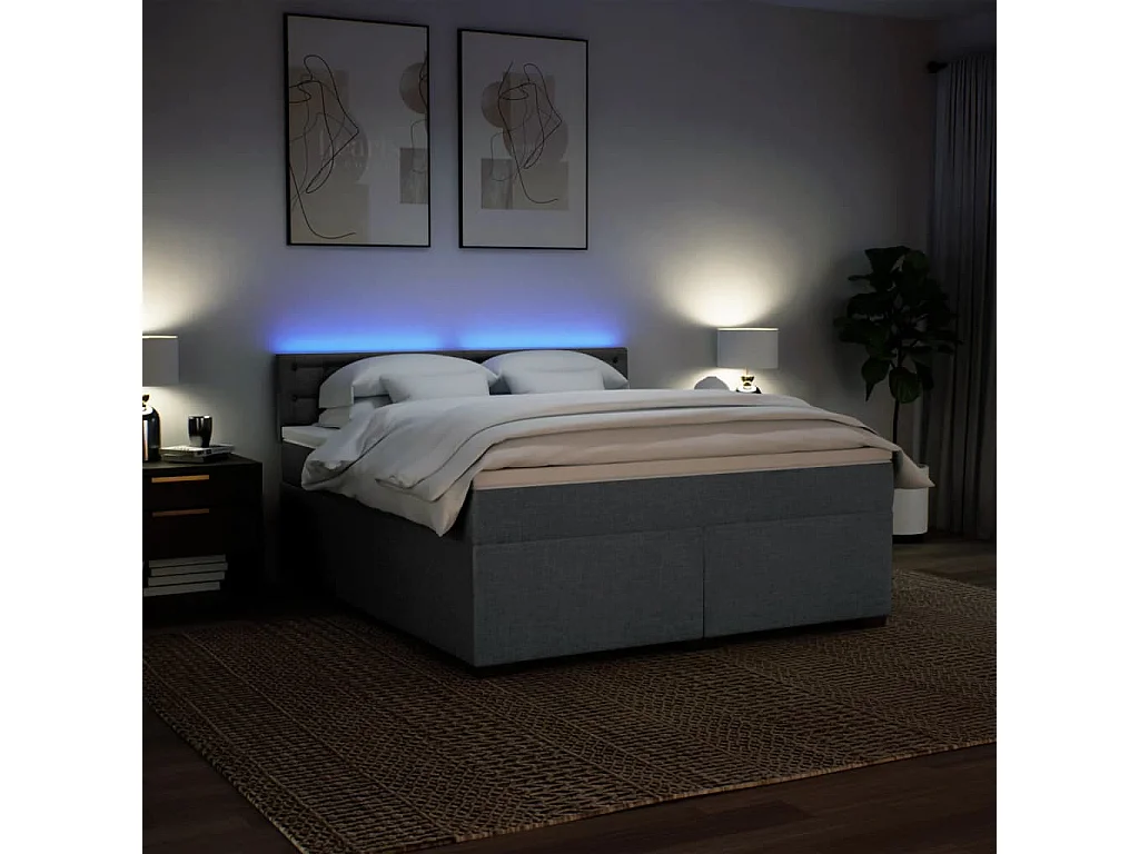 Boxspringbett mit Matratze Dunkelgrau 180x200 cm Stoff