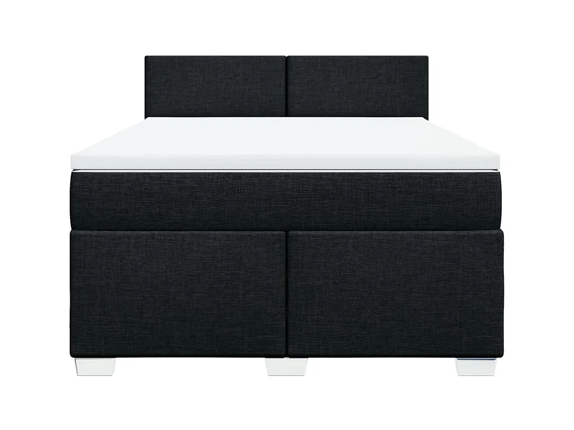 Sommier à lattes de lit avec matelas Noir 140x200 cm Tissu