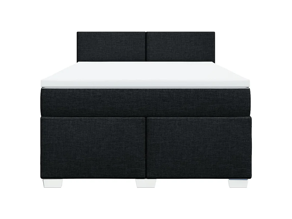 Cama box spring con colchón tela negro 140x200 cm