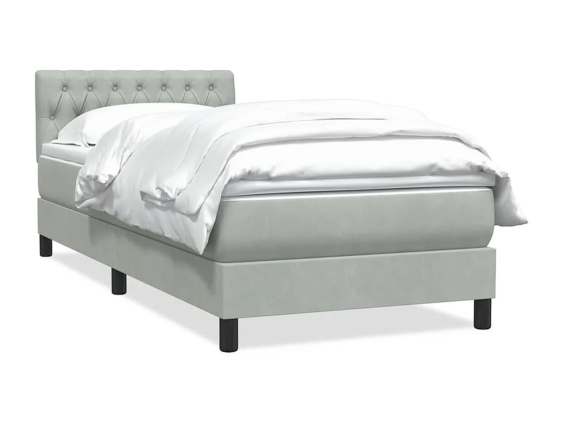 Boxspringbett mit Matratze Hellgrau 90x210 cm Samt