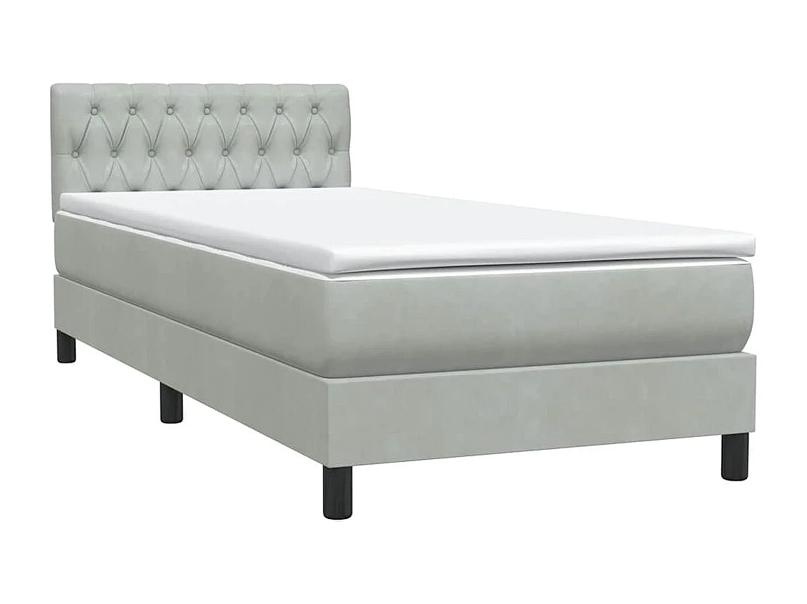 Boxspringbett mit Matratze Hellgrau 90x210 cm Samt