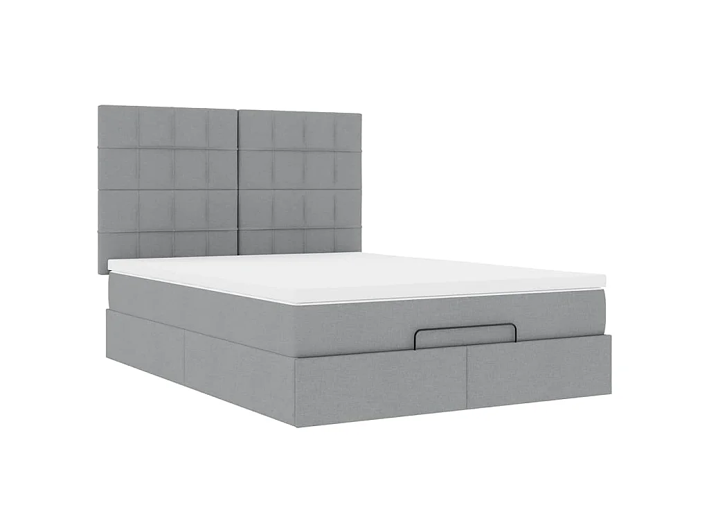 Ottoman bed met matras 140x190cm stof lichtgrijs