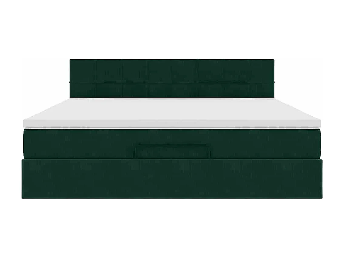 Ottoman-Bett mit Matratze & LEDs Dunkelgrün 160x200 cm Samt