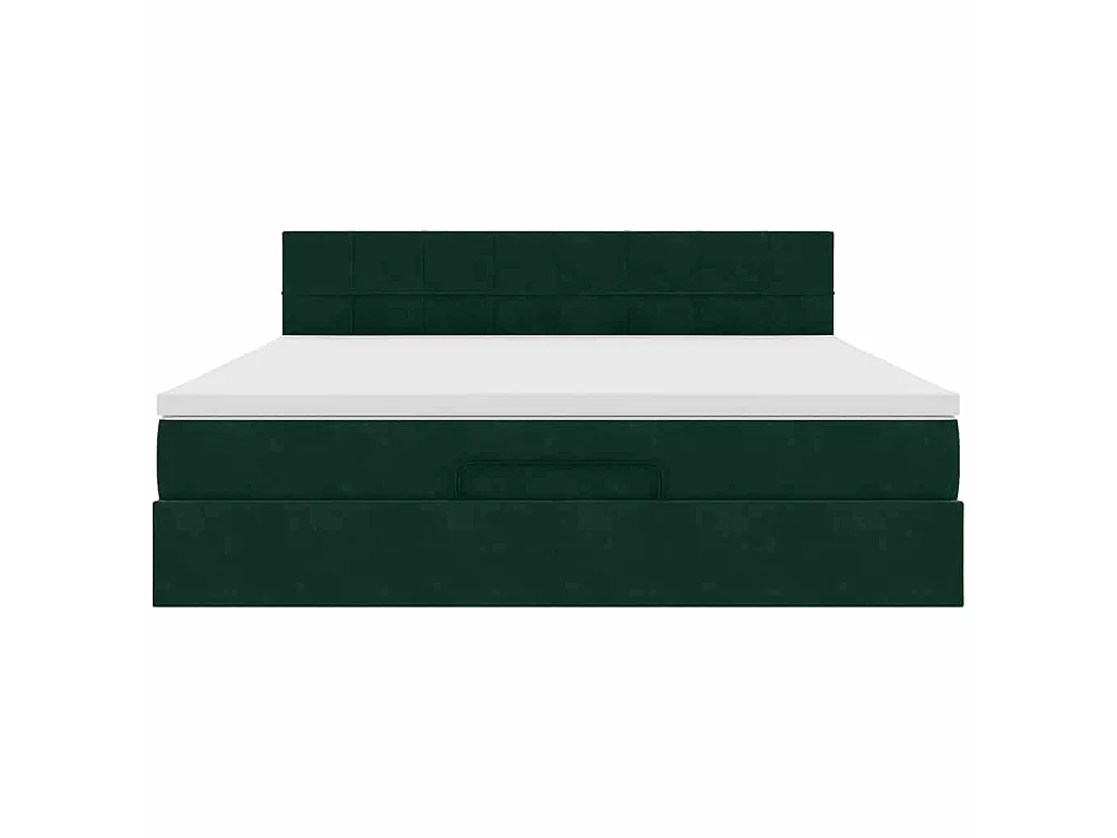 Ottoman-Bett mit Matratze & LEDs Dunkelgrün 160x200 cm Samt