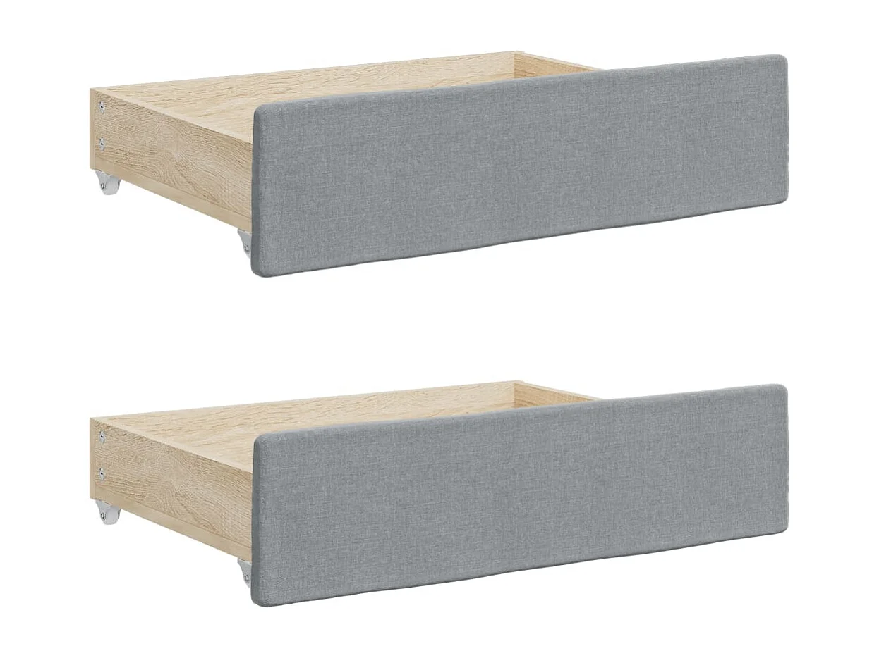 Tagesbett Ausziehbar mit Schubladen Hellgrau 100x200 cm Stoff