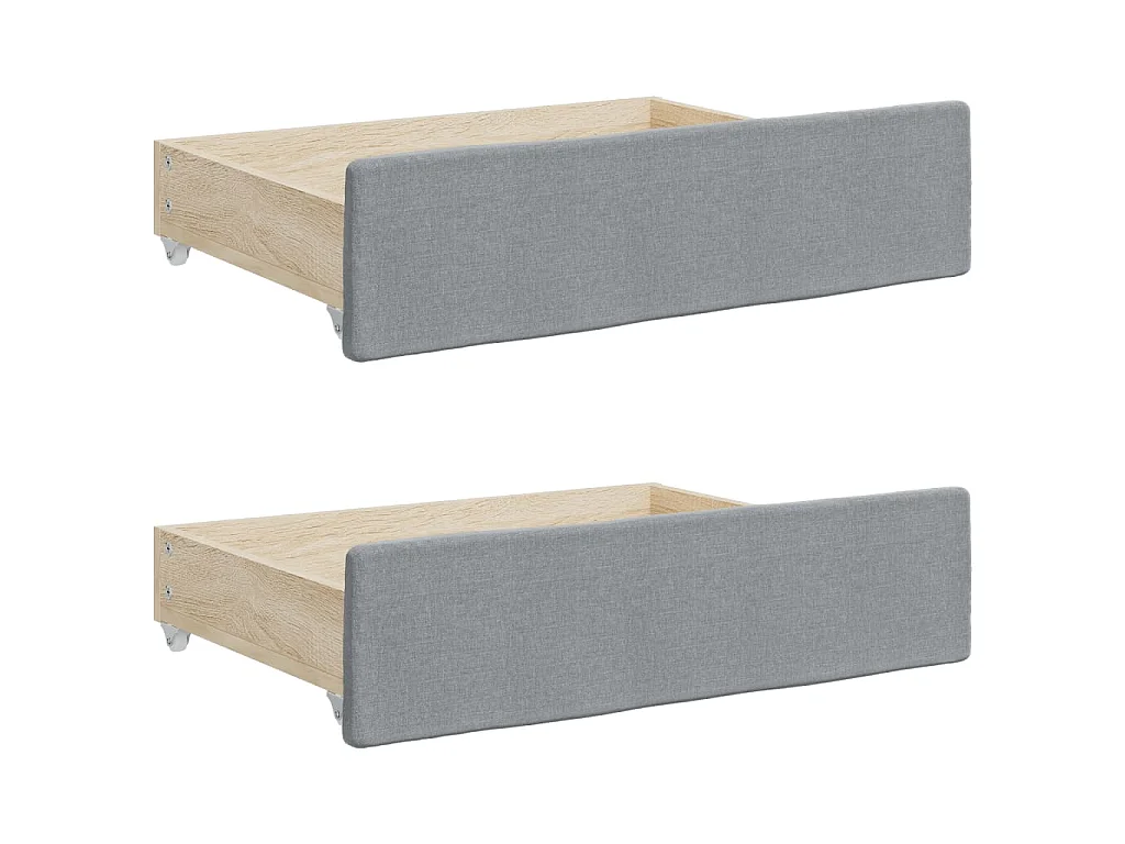 Tagesbett Ausziehbar mit Schubladen Hellgrau 100x200 cm Stoff
