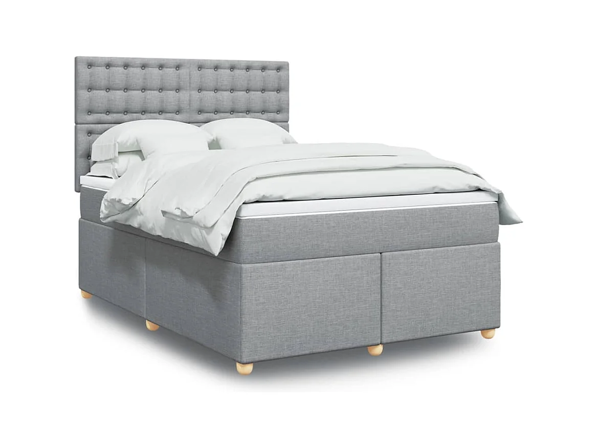 Sommier à lattes de lit avec matelas Gris clair 160x200cm Tissu