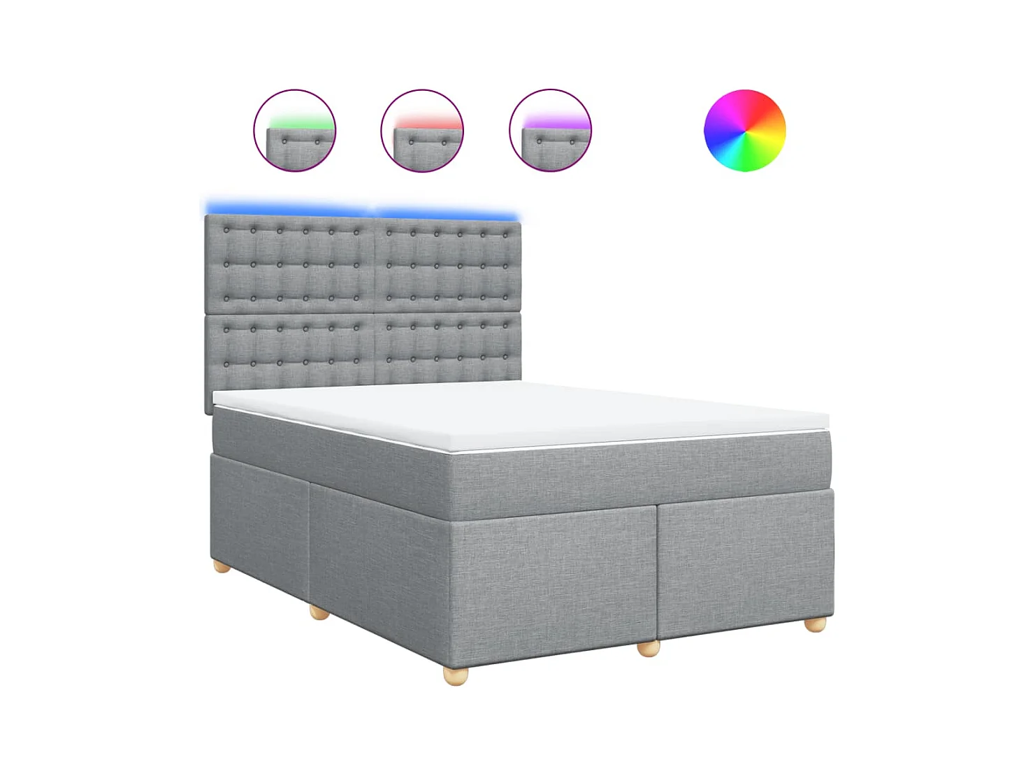 Sommier à lattes de lit avec matelas Gris clair 160x200cm Tissu