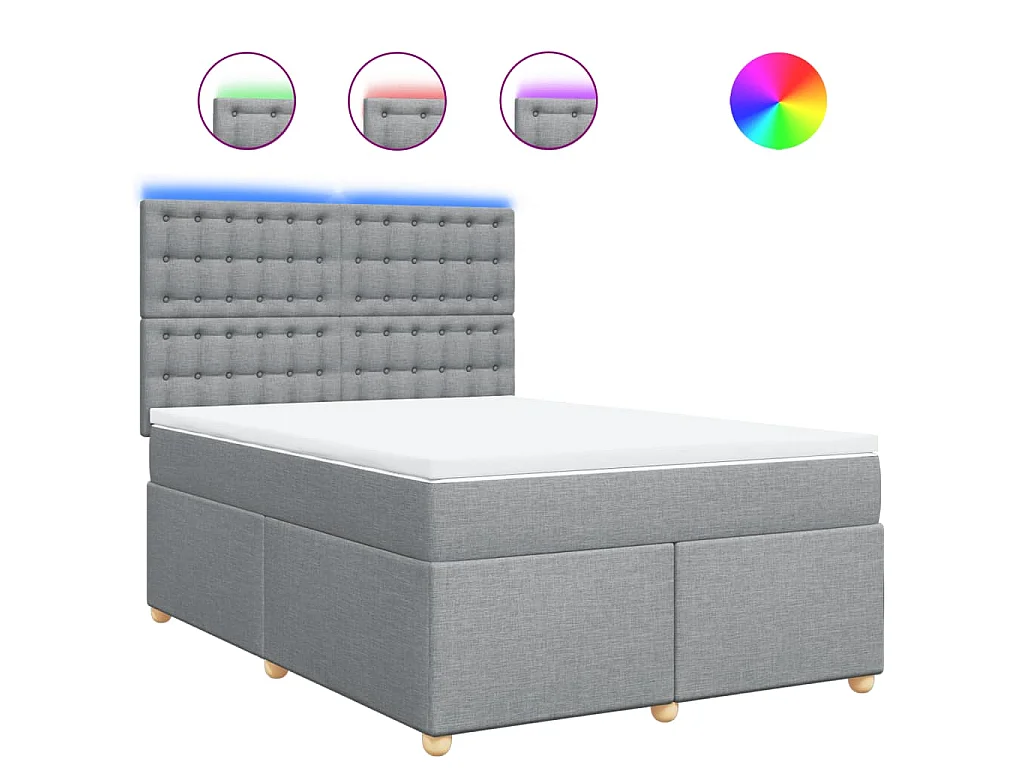 Boxspring met matras stof lichtgrijs 160x200 cm