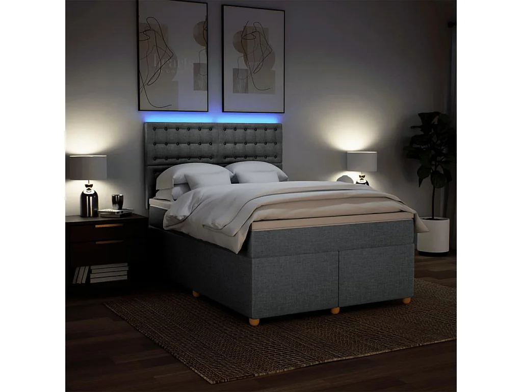 Boxspring met matras stof lichtgrijs 160x200 cm