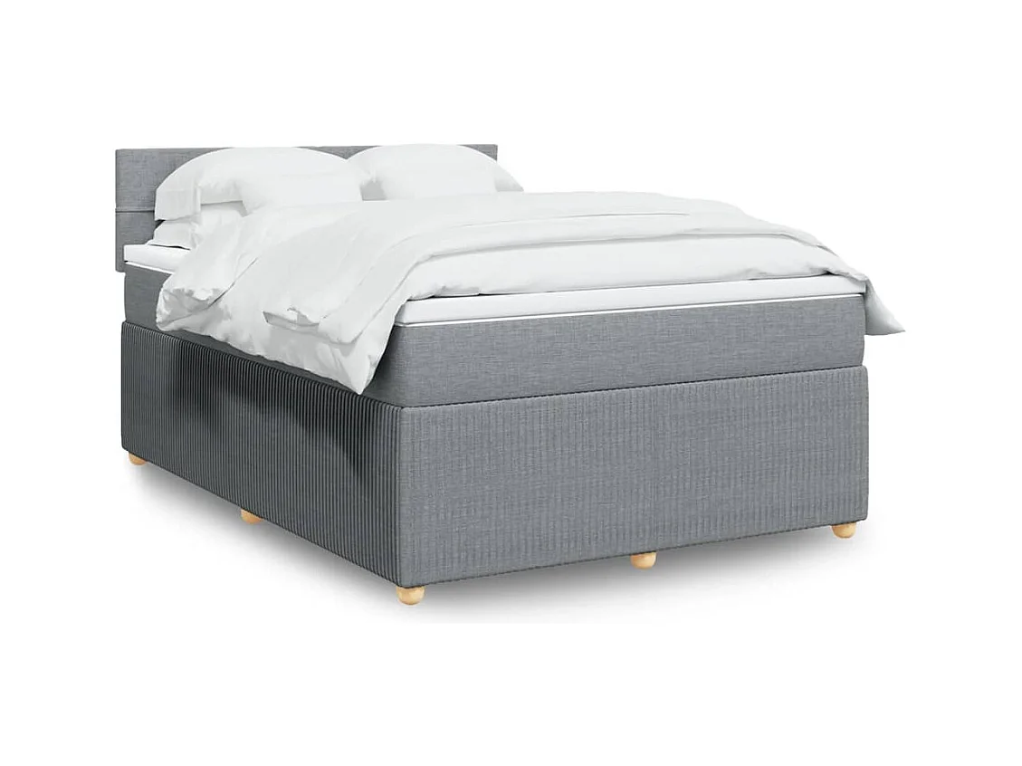 Sommier à lattes de lit avec matelas Gris clair 140x190cm Tissu