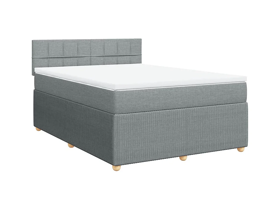 Sommier à lattes de lit avec matelas Gris clair 140x190cm Tissu