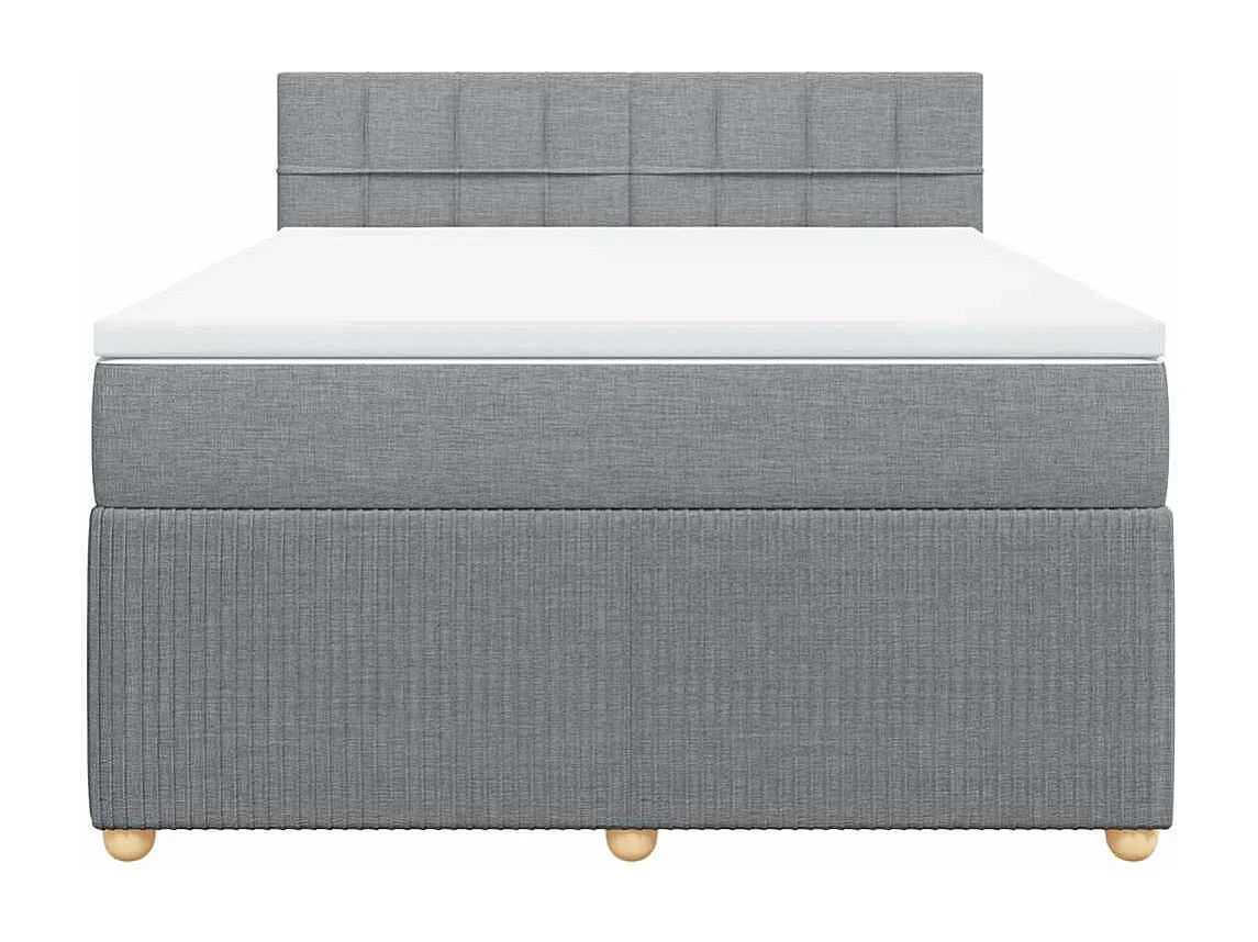 Boxspringbett mit Matratze Hellgrau 140x190 cm Stoff