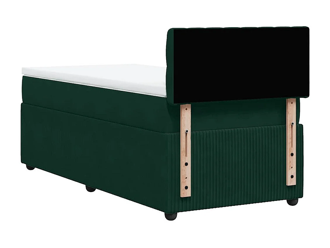 Boxspringbett mit Matratze Dunkelgrün 90x190 cm Samt