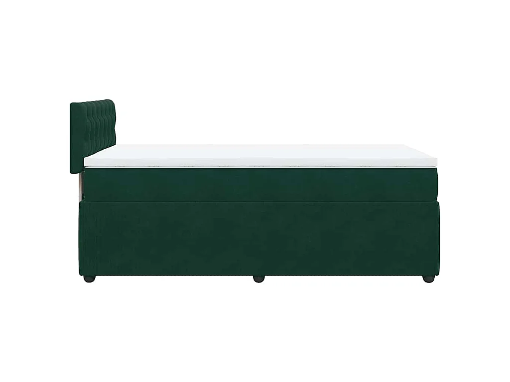 Giroletto a Molle con Materasso Verde Scuro 90x190 cm Velluto