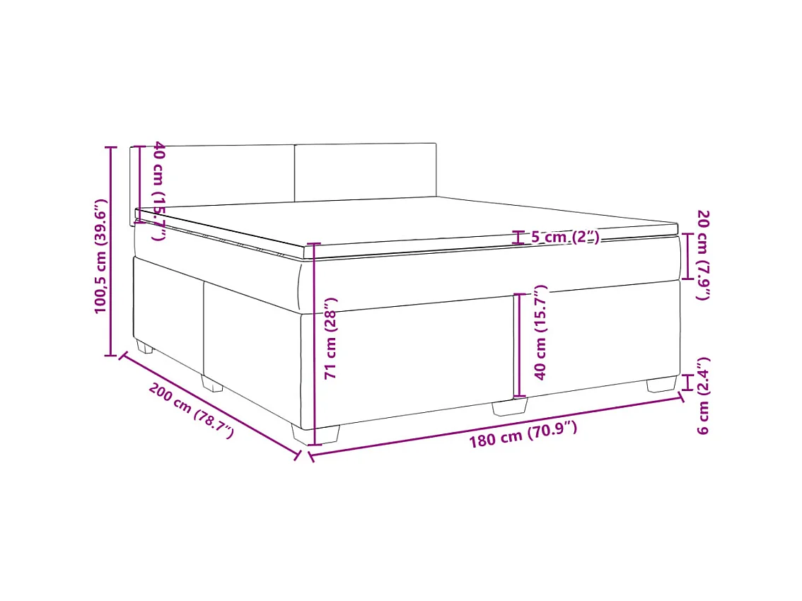 Sommier à lattes de lit avec matelas Crème 180x200 cm Tissu