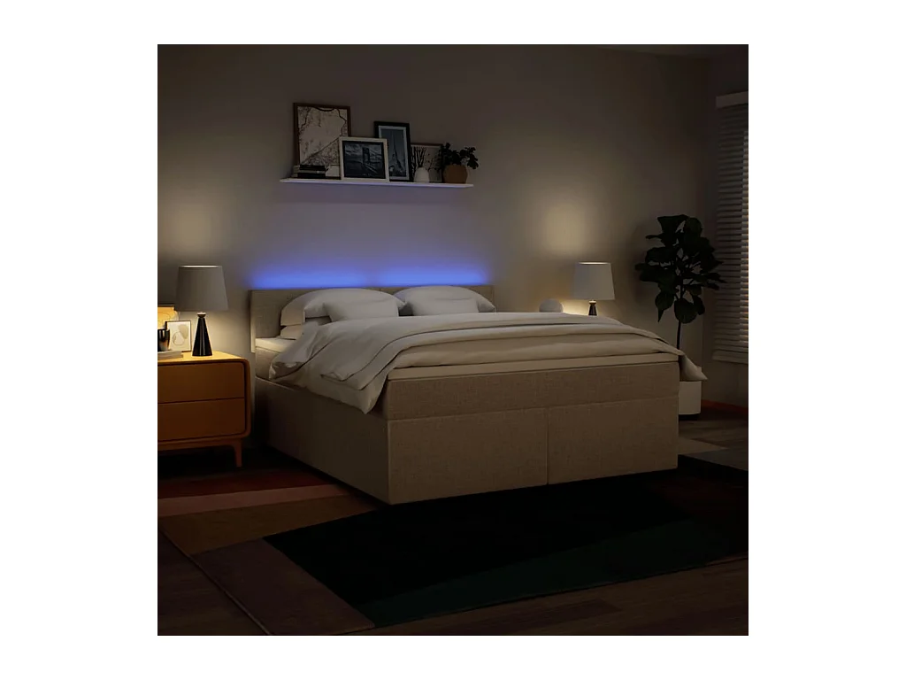 Sommier à lattes de lit avec matelas Crème 180x200 cm Tissu