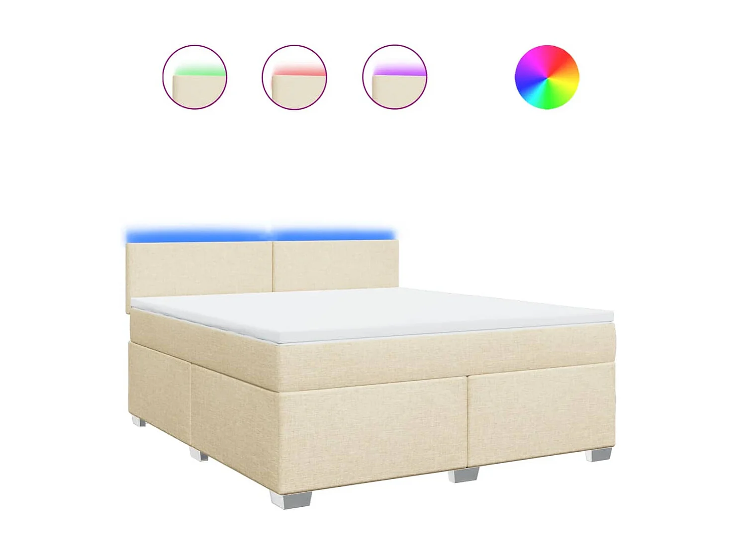 Sommier à lattes de lit avec matelas Crème 180x200 cm Tissu