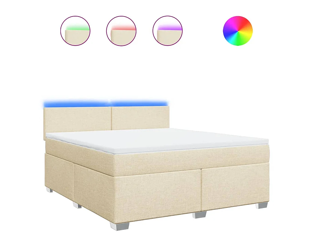 Sommier à lattes de lit avec matelas Crème 180x200 cm Tissu