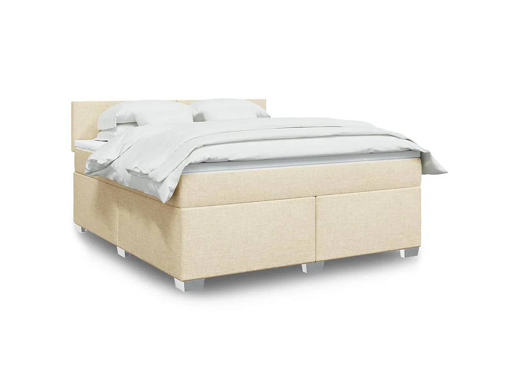 Sommier à lattes de lit avec matelas Crème 180x200 cm Tissu