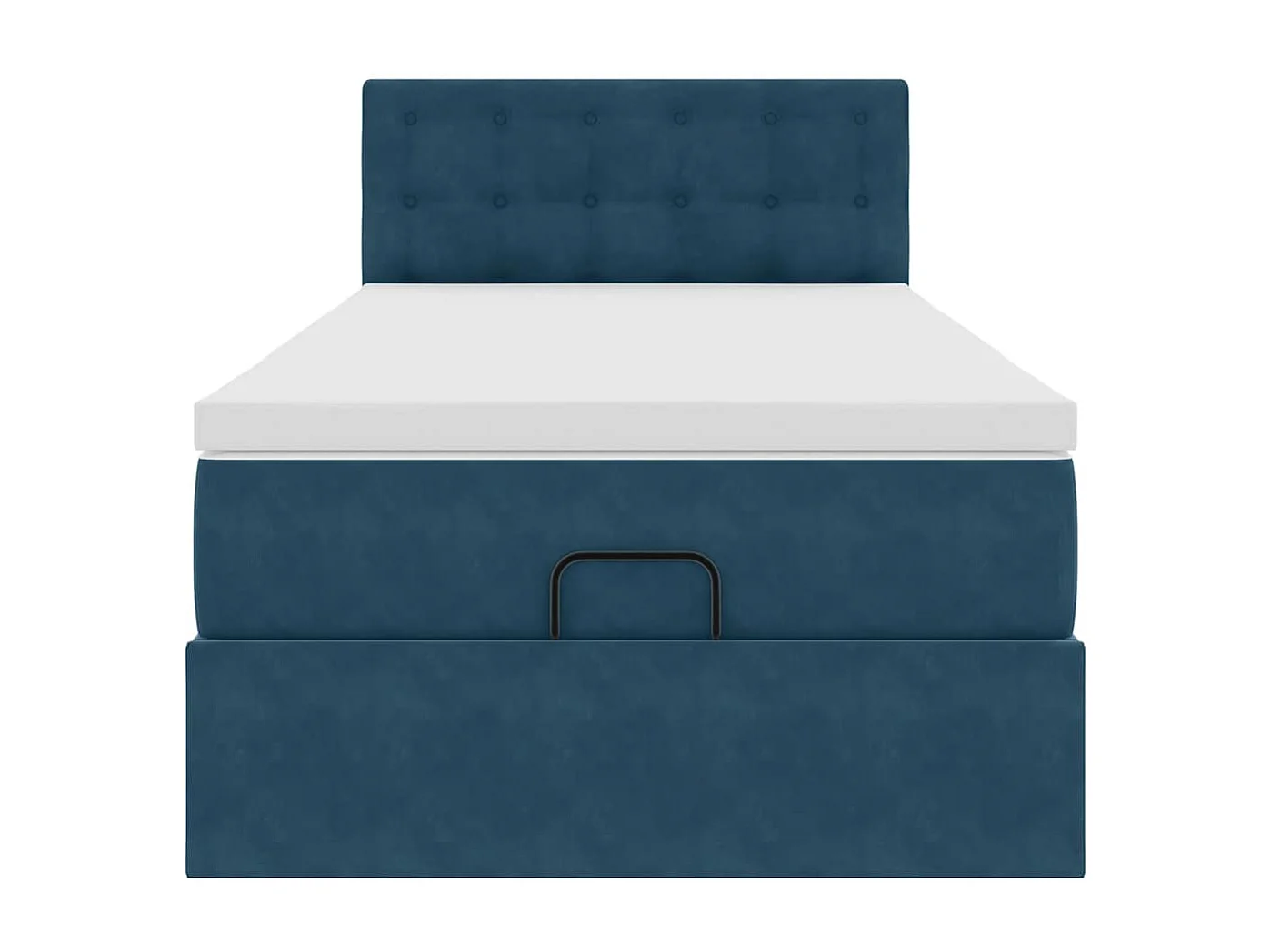 Cadre de lit ottoman avec matelas bleu foncé 90x200 cm velours