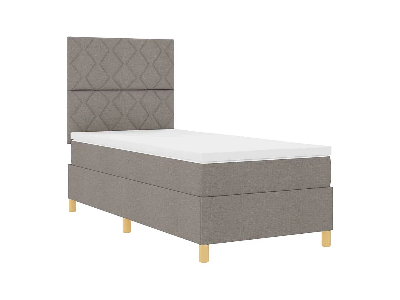 Lit à ressorts avec tête de lit Taupe 90 x 190 cm tissu